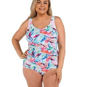 Maxine Of Hollywood Women's Side Shirred Girl Leg One Piece Swimsuit Size 6